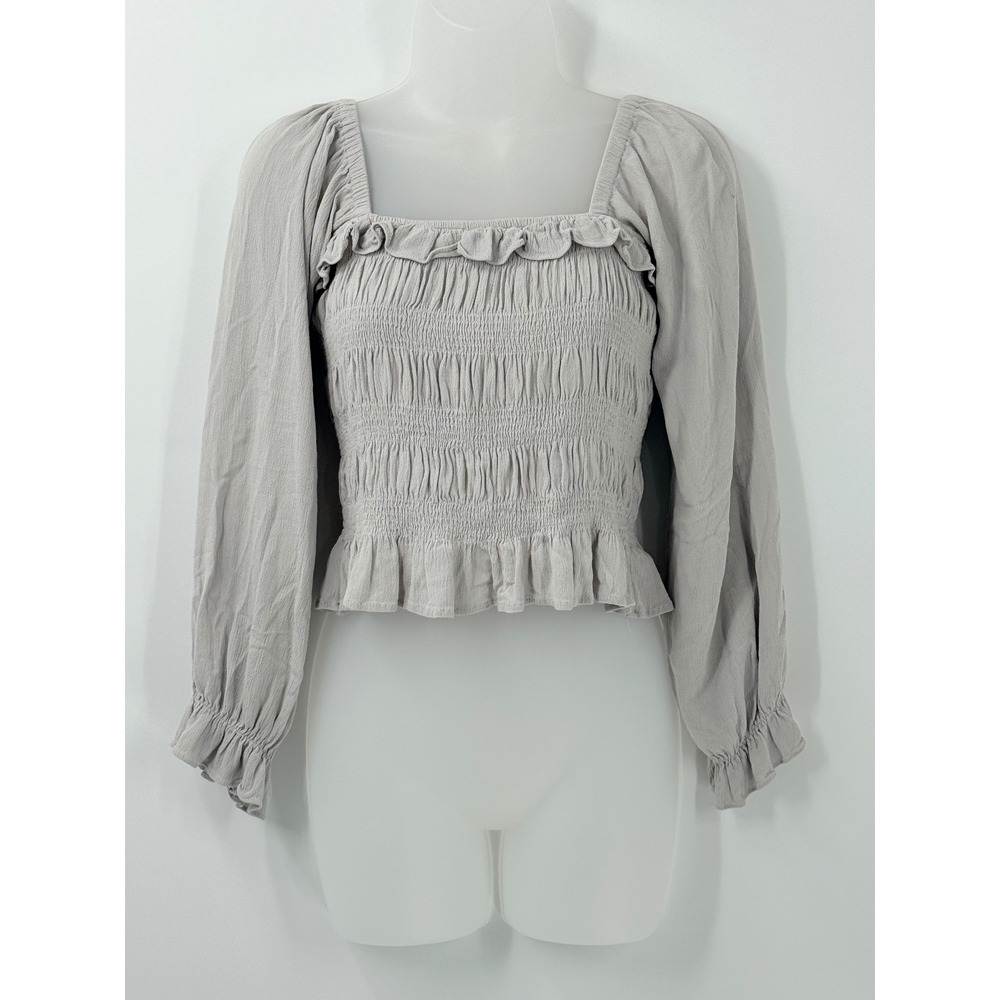 Molly Green Smocked Crop Top sz S Square Neck milkmaid coquette festival preppy